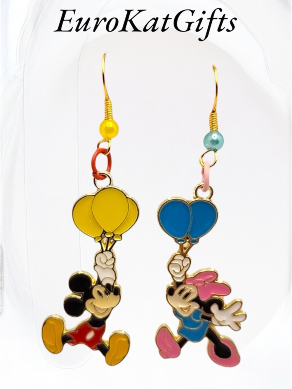 Disney Mickey & Minnie Balloon Dangle Earrings - Yellow, Blue, Pink NWT - Picture 3 of 5